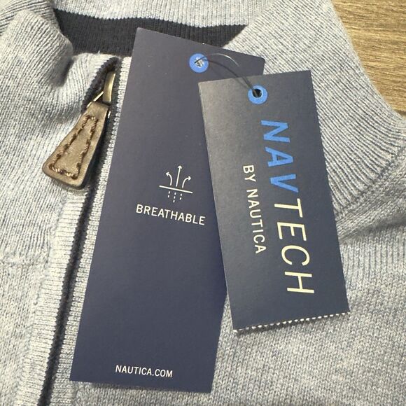 NEW Nautica Sweater Men Medium Blue Navtech 1/4 Zip Long Sleeve Pullover NWT - Picture 4 of 14